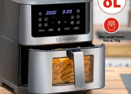 Alpina - Airfryer XXL – 8 Liter Inhoud - Digitaal Display - Temperatuurbereik van 80 tot 200 Graden - MBDeals.nl