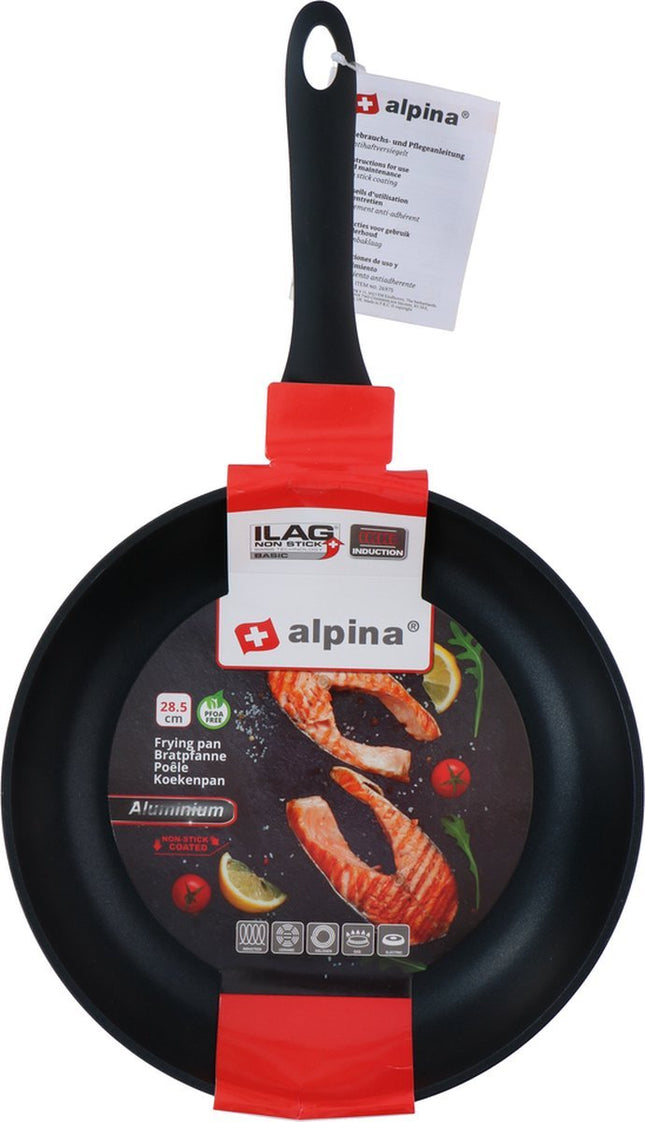 Alpina - Koekenpan - 28,5 cm Diameter - Anti - Aanbaklaag - Geschikt voor Alle Warmtebronnen - MBDeals.nl