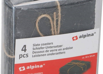 Alpina - Onderzetters - Anti - Slip Voetjes - Robuust Ontwerp - Leisteen Materiaal - 4 - delig - MBDeals.nl