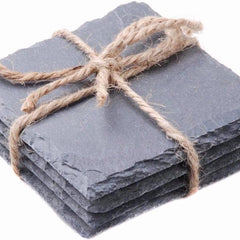 Alpina - Onderzetters - Anti - Slip Voetjes - Robuust Ontwerp - Leisteen Materiaal - 4 - delig - MBDeals.nl
