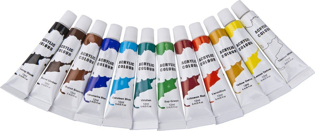 Artist & Co - Acrylverf - 12 Stuks - Diverse Kleuren - 12 ml per Tube - MBDeals.nl