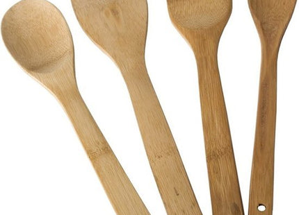 Bamboe keukenlepels set van 4 stuks, 30 cm, vaatwasserbestendig - MBDeals.nl