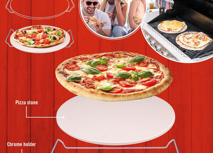 BBQ Collection - Ovensteen - Doorsnee 33cm - Inclusief Metalen Houder - Geen Bakpapier Meer Nodig - MBDeals.nl