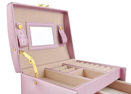 Beautylushh - Sieradendoos/Koffer - 20 Compartimenten - Afsluitbaar - Roze met Gouden Accenten - MBDeals.nl