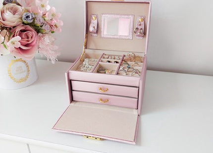 Beautylushh - Sieradendoos/Koffer - 20 Compartimenten - Afsluitbaar - Roze met Gouden Accenten - MBDeals.nl