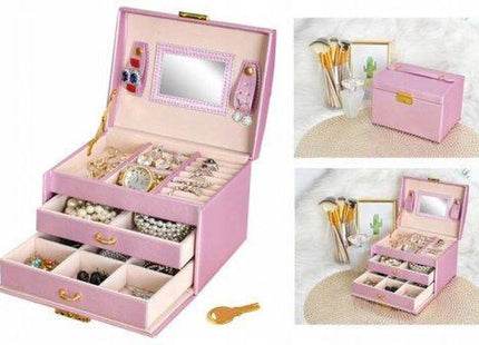 Beautylushh - Sieradendoos/Koffer - 20 Compartimenten - Afsluitbaar - Roze met Gouden Accenten - MBDeals.nl