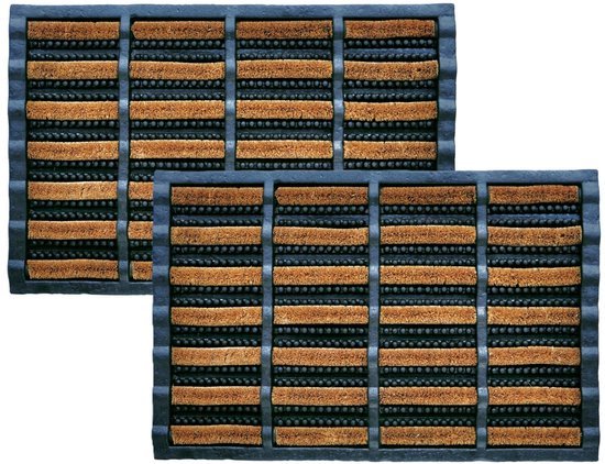 Benson deurmat buiten van rubber met kokos borstels, 40 x 60 cm, 2 stuks - MBDeals.nl
