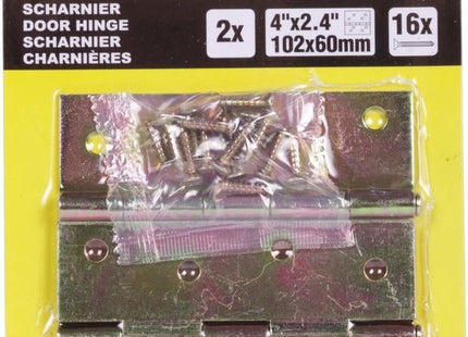 Benson deurscharnier 4 inch 100 x 60 mm verchroomd staal, set van 2 stuks - MBDeals.nl