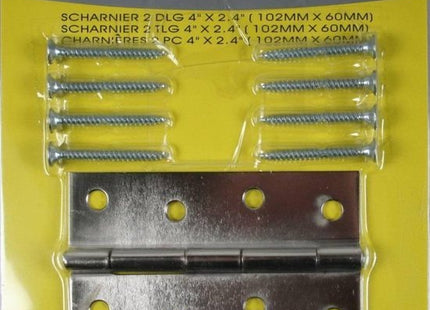 Benson deurscharnier 4 inch 100 x 60 mm verchroomd staal, set van 2 stuks - MBDeals.nl