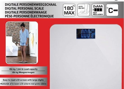 Benson digitale personen weegschaal tot 180 kg, glazen plateau, wit, 26 x 26 cm - foto 3