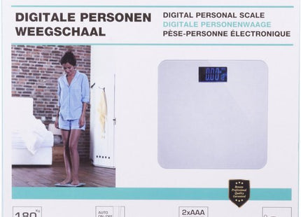 Benson digitale personen weegschaal tot 180 kg, glazen plateau, wit, 26 x 26 cm - foto 4