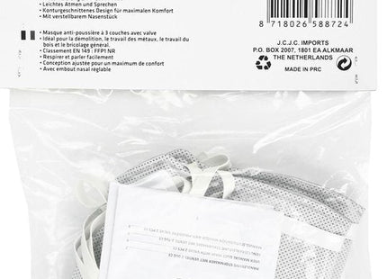 Benson FFP2 mondkapje met ventiel, stofmasker grijs, set van 2 - MBDeals.nl