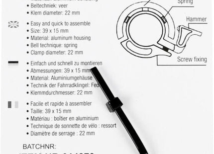 Benson - Fietsbel - Ø 39 mm - Veersysteem - Duurzaam Aluminium - MBDeals.nl