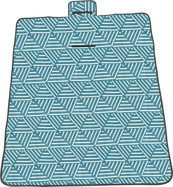 Benson waterdicht picknickkleed blauw gestreept, 150 x 130 cm