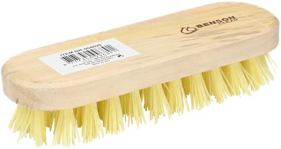 Benson schrobborstel met houten handvat 20 cm, rechthoekig en bruin - MBDeals.nl