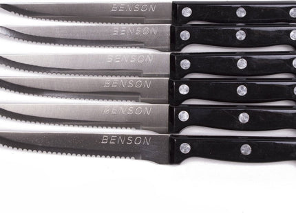 Benson - Steakmessen - 6 Stuks - Gekarteld Lemmet - RVS, Vaatwasmachinebestendig - MBDeals.nl