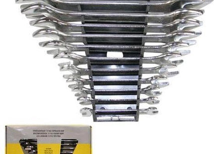 Benson steeksleutelset 12-delig chroom vanadium staal 6 tot 32 mm met houder - MBDeals.nl