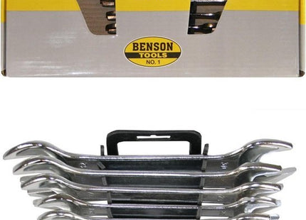 Benson steeksleutelset 12-delig chroom vanadium staal 6 tot 32 mm met houder - MBDeals.nl