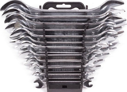 Benson steeksleutelset 12-delig chroom vanadium staal 6 tot 32 mm met houder - MBDeals.nl