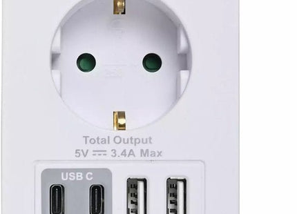 Benson - Stopcontact Splitter - 2x USB - A - 2x USB - C - Wit - MBDeals.nl