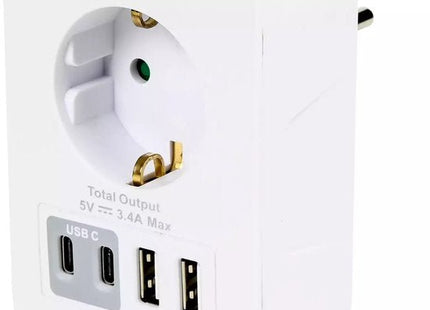 Benson - Stopcontact Splitter - 2x USB - A - 2x USB - C - Wit - MBDeals.nl