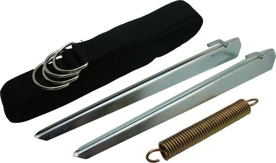 Benson stormband set van 13 meter met spanveer en 2 stormharingen, zwart
