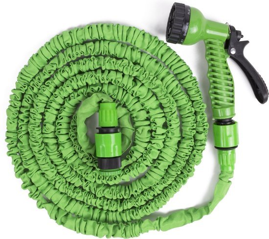 Benson tuinslang flexibel 10 meter met spuitpistool en koppelingen, groen