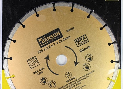 Benson universele diamantschijf getand 230 mm voor beton en steen - MBDeals.nl