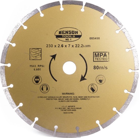 Benson universele diamantschijf getand 230 mm voor beton en steen - MBDeals.nl