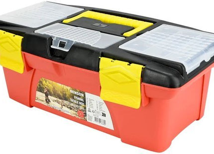 Benson viskoffer met uitneembare inzet en 5 vakken, rood-zwart, zonder inhoud - MBDeals.nl