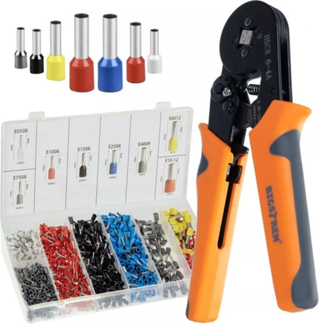 Bigstren - Krimptang en Set - 1200 Delig - 0.25 tot 10 Mm Werkbereik - Inclusief Doorzichtige Organizer - MBDeals.nl