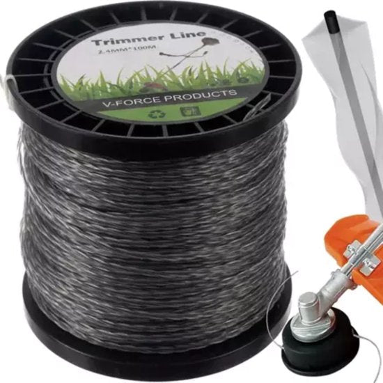 Bigstren maaidraad 2,4 mm x 100 m gedraaid en metaalversterkt voor bosmaaier - MBDeals.nl