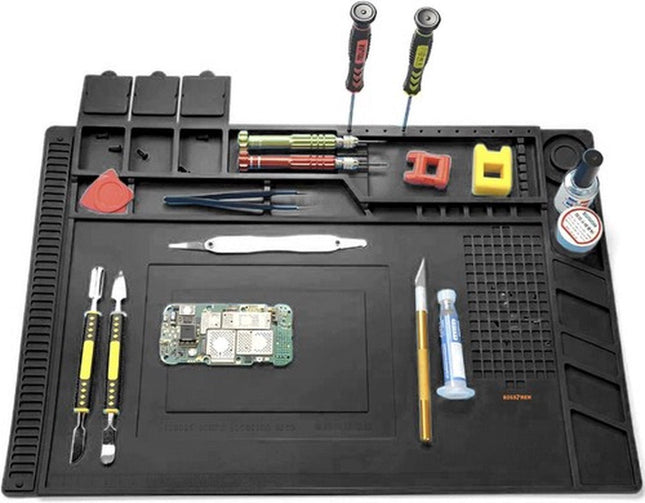 Bigstren - Soldeermat - 30 X 45 Cm - Siliconen Materiaal - 4 Magnetische Vakjes - MBDeals.nl