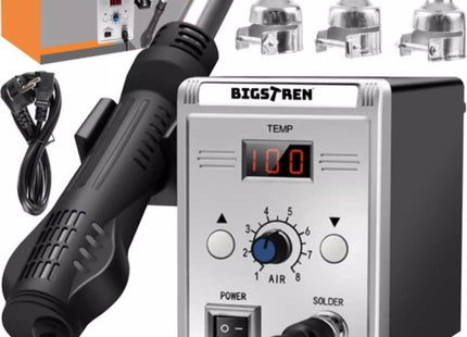 Bigstren Soldeerstation - 3 Opzetstukken - Temperatuurbereik 100 - 500 °C - Keramisch Verwarmingselement - Vermogen: 700W - MBDeals.nl