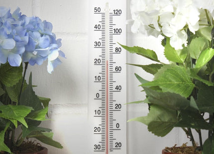 Buiten thermometer wit 39 cm - Kunststof tuinthermometers - Tuin artikelen - MBDeals.nl