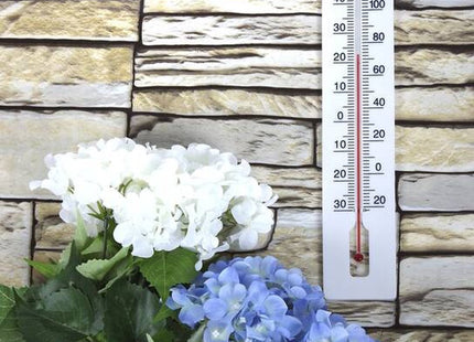 Buiten thermometer wit 39 cm - Kunststof tuinthermometers - Tuin artikelen - MBDeals.nl