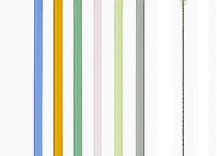 Chefware gekleurde glazen rietjes licht gebogen, 23 cm (6 stuks)
