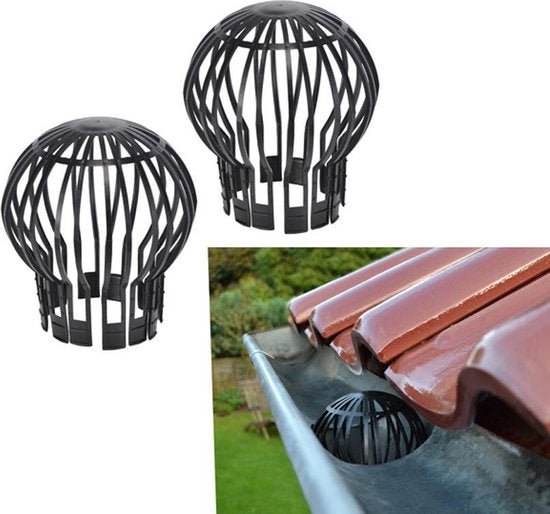 Dakgoot bladbeschermer voor de regenpijp, 13,2 x 13,2 cm, 2 stuks, zwart - MBDeals.nl