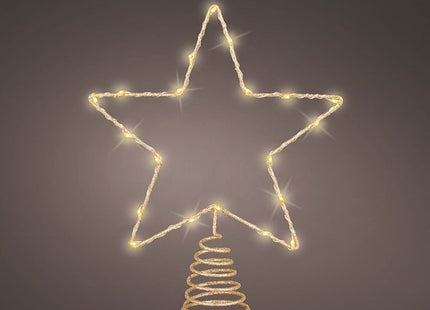 Decoris gouden kerstboompiek in sterrenvorm met led in warm wit, 27 cm - foto 4