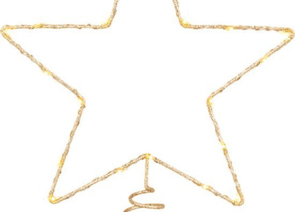 Decoris gouden kerstboompiek in sterrenvorm met led in warm wit, 27 cm - foto 3