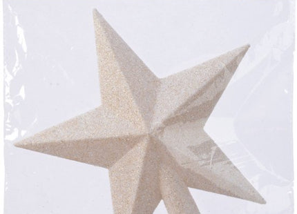 Decoris kerstboompiek ster wol wit met glitters, 19 x 19 cm - foto 2
