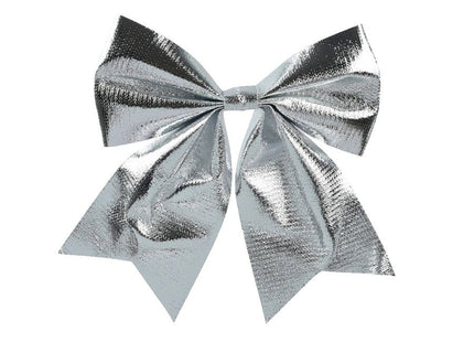 Decoris - Kerstboom Strik - Glans Zilver - 20x24 cm - Polyester - MBDeals.nl