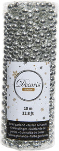 Decoris kerstslinger met zilveren kralen van 0,8 cm, 10 meter lang