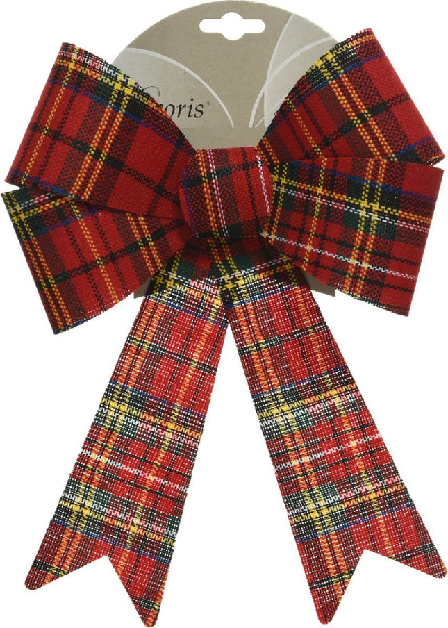 Decoris - Kerststrik - Schotse Ruitstijl - Sterk Polyester - 23 Cm Lengte - MBDeals.nl