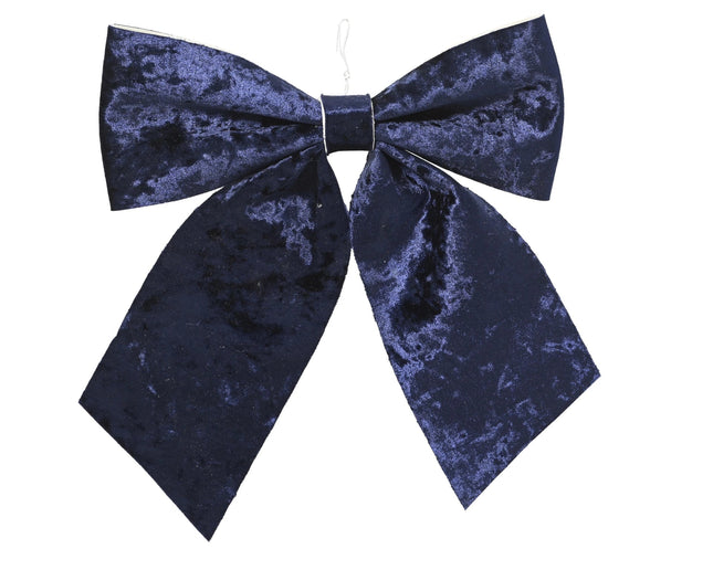 Decoris - Kerststrik - Velvet Nachtblauw - Sterk Polyester - 24x20cm - MBDeals.nl