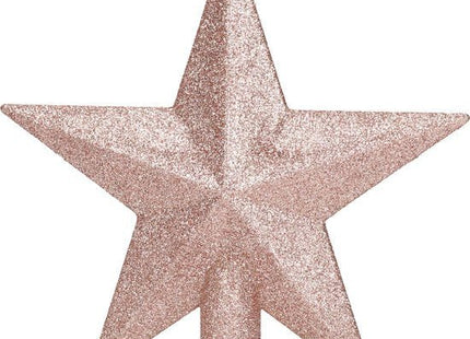 Decoris kerstboompiek in stervorm, roze met glitters, 19 x 19 cm