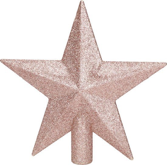 Decoris kerstboompiek in stervorm, roze met glitters, 19 x 19 cm