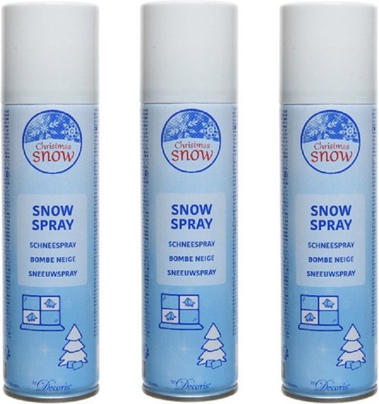 Decoris sneeuwspray wit 150 ml, set van 3 spuitbussen
