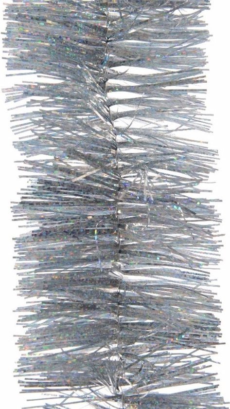 Decoris zilveren kerstslingers van folie, 270 cm lang, set van 2