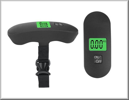 Digitale kofferweegschaal tot 40 kg met lcd-scherm en ophangband in zwart - MBDeals.nl